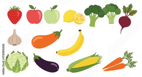 A vibrant collection of fresh produce including fruits and vegetables offering healthy dietary choices.