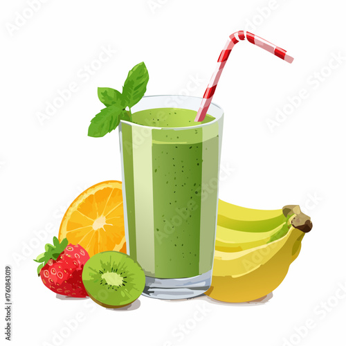 Vegane Smoothie-Gläser mit Obst und Minze