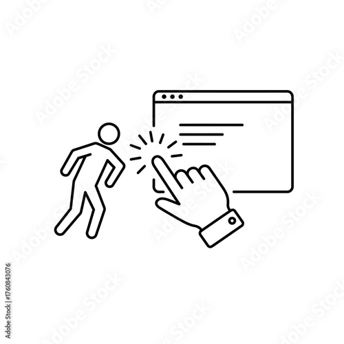 Online Interaction Person Interacting with Website via Hand Gesture.