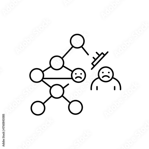 Network disruption and user dissatisfaction line icon.