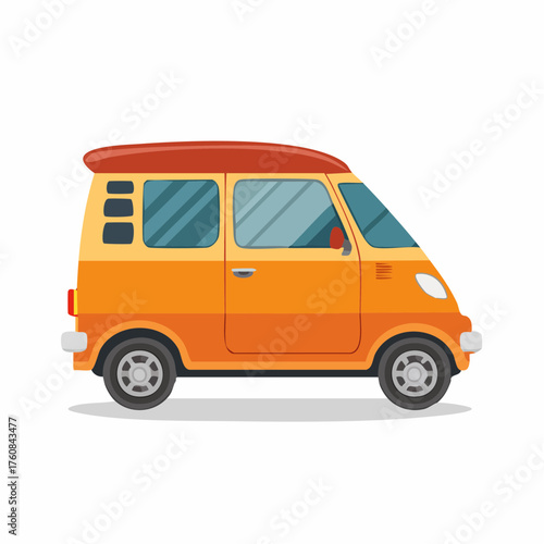 Flat Design Style Compact Car or Minibus