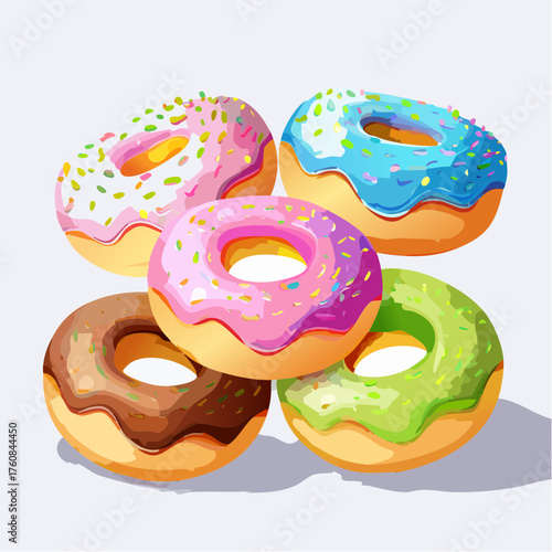 Bunte Donuts mit Glasur und Streuseln