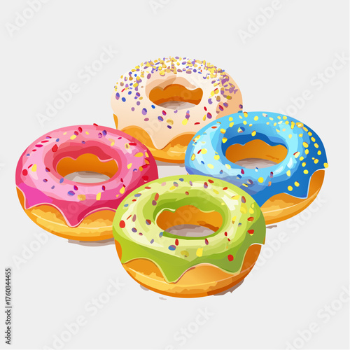 Bunte Donuts mit Glasur und Streuseln