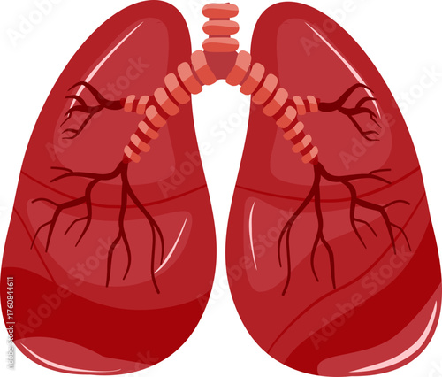 Simplified illustration of human lungs and trachea. Perfect for medical presentations, educational materials, or respiratory healthrelated designs
