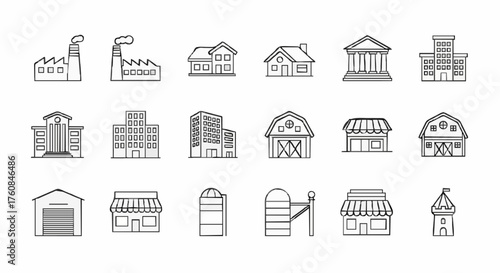 Collection of building icons