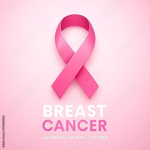 Pink ribbon symbol for breast cancer awareness and support
