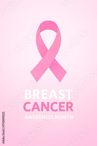 Pink ribbon symbol for breast cancer awareness on a soft pink background