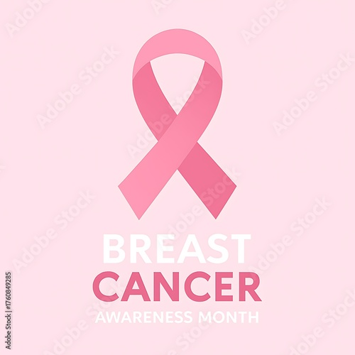 Pink ribbon symbol for breast cancer awareness support and hope