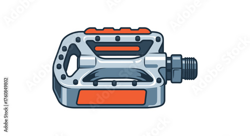 Detailed illustration of a bicycle pedal showcasing its metallic construction