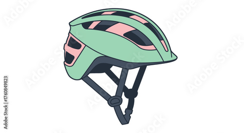 A colorful illustration of a modern cycling helmet with a unique design
