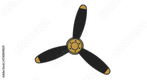 A simple illustration of a three bladed airplane propeller design