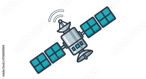 Illustration of a satellite in space with solar panels extended