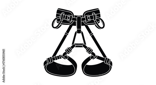 Black and white illustration of a climbing harness for outdoor safety