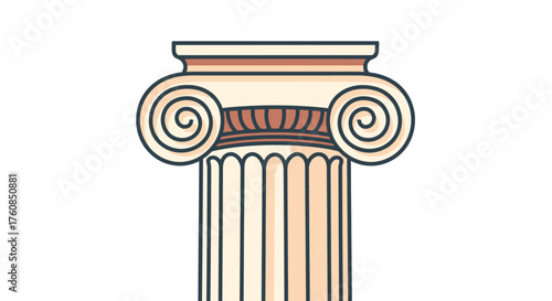 Detailed illustration of a classical ionic order column capital design