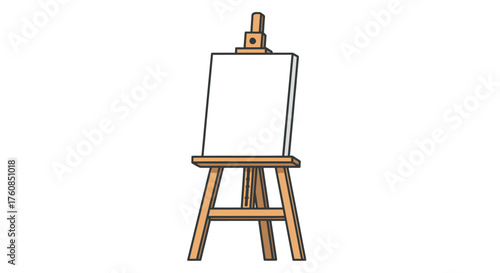 A simple wooden easel with a blank white canvas for artistic expression