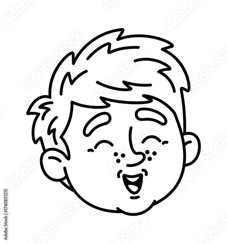 Overjoyed boy child doodle face