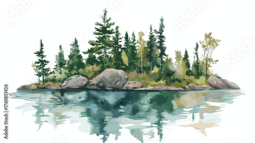 Isle Royale National Park. Isle Royale National Park hand drawn watercolor illustration