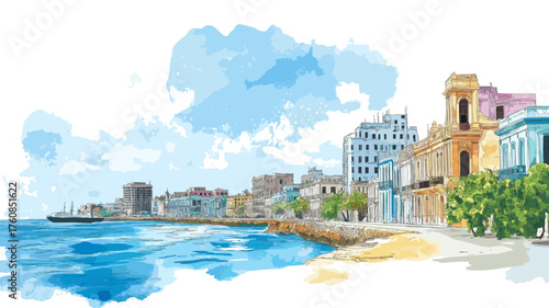 Malec?n. Malec?n hand drawn watercolor illustration