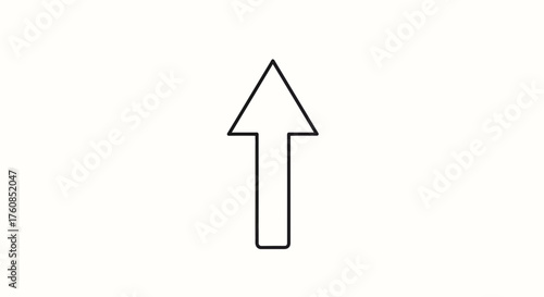 A minimalist arrow pointing upwards set against a stark white background for navigation