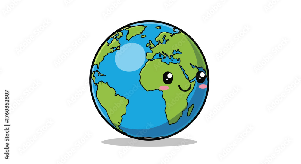 Obraz premium Cartoon Earth globe character with happy expression advocating global awareness