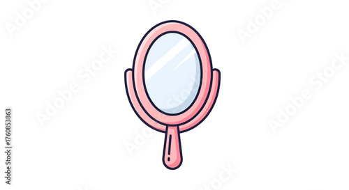 Delicate pink vanity mirror illustration perfect for beauty or fashion themes with soft aesthetic