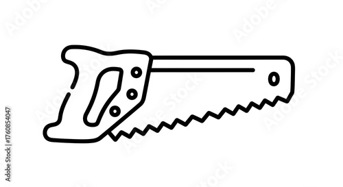 Detailed illustration of a hand saw, perfect for illustrating carpentry concepts and construction