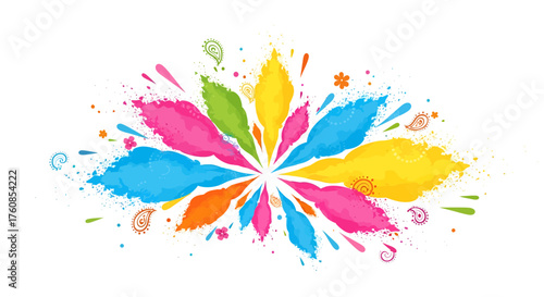 Dynamic bursts of vibrant watercolor hues radiating outwards in a celebratory design