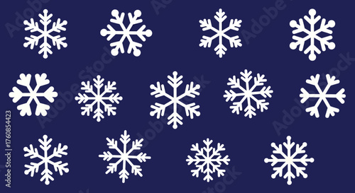 Elegant blue background featuring a pattern of intricate and charming white snowflakes