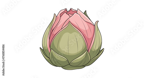 Elegant budding water lily artwork showcasing pastel shades and intricate line work