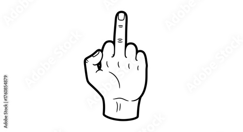 Expressive hand gesture illustration, isolated on white representing defiance and bold symbolism