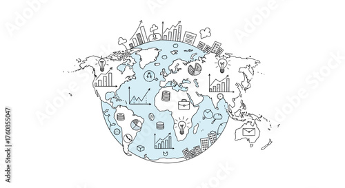 Global economic vision showing international markets and opportunities depiction