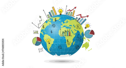 Global economic trends illustration showcasing financial insights and growth opportunities across