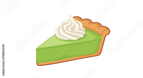 A delicious slice of lime pie topped with whipped cream.