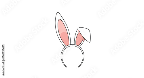 A white headband with pink insides and fluffy white ears. 