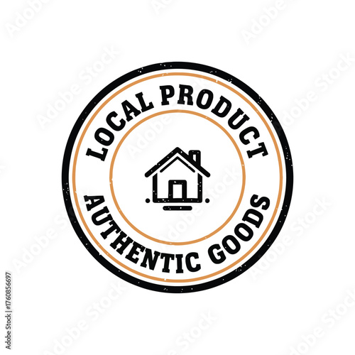 Local Product Authentic Goods Stamp with House Icon seal