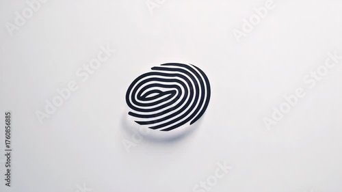 A logo of fingerprint, simple minimalistic lines on white background, Generative AI Videos.
