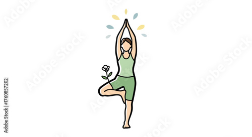 Serene yoga pose with botanical accent emphasizing balance and inner peace with nature