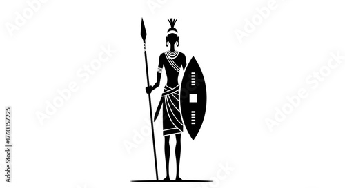 Silhouette of a traditional African warrior, embodying strength, tradition, and rich cultural
