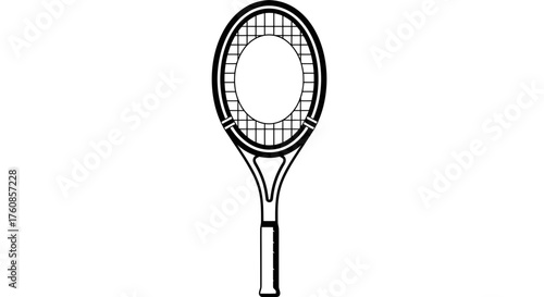 Simple black and white tennis racket illustration for graphic design and layouts