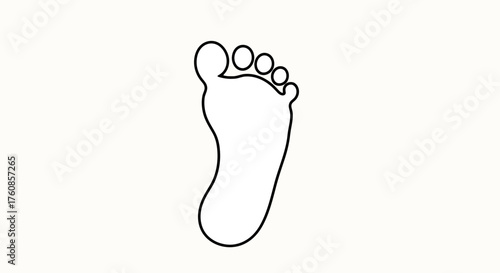 Simple outline drawing of a human footprint against a white background minimalist design
