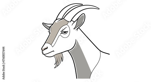Stylized illustration of a formidable goat with an intense expression and strong horns