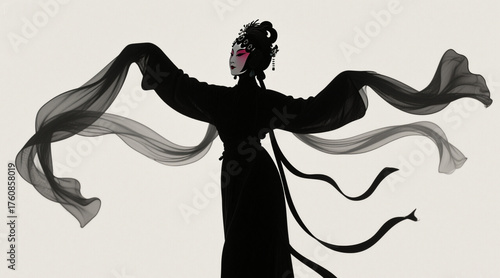 Chinese opera character silhouettes, female role silhouettes, beautiful classical charm