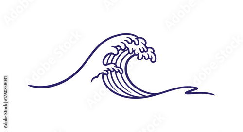 Stylized ocean wave illustration with fluid line work and artistic depiction