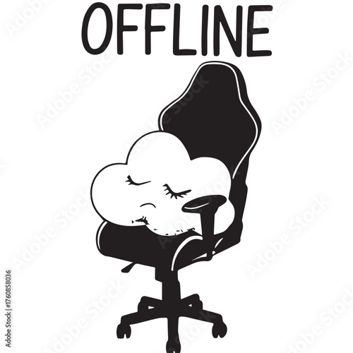 A whimsical illustration of a cloud taking a nap in an office chair.