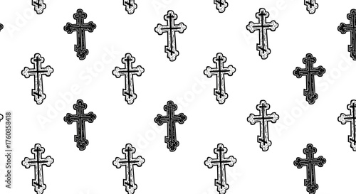Repeated orthodox cross symbol pattern with vintage style vector illustration