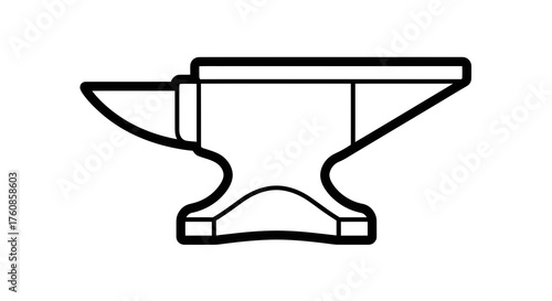 Bold black outline drawing showcasing the robust design of an anvil ideal for crafting illustrations
