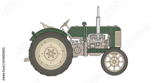 Vintage charm a meticulously crafted illustration of an agricultural tractor silhouette