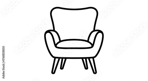Simple line drawing of a wingback armchair for decoration or creative projects at home