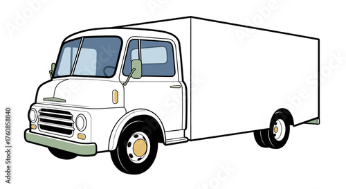 Classic delivery truck vector illustration showcasing clean design and retro aesthetics against a