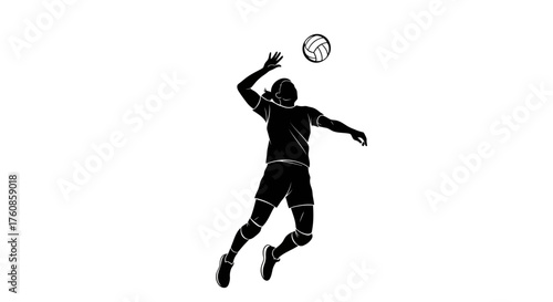 Dynamic volleyball player silhouette in action preparing for a powerful spike shot